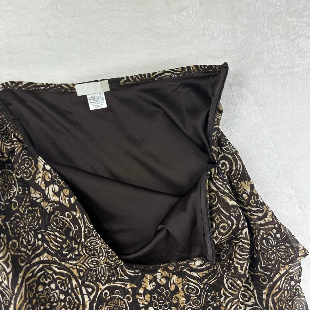 La Redoute Skirt Womens 8 Brown Medallion A-Line Knee‎ Length Boho Summer